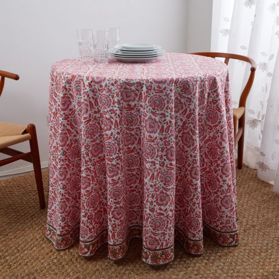 Riyad Round Tablecloth - Pink/Orange